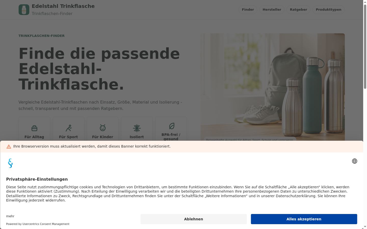 Screenshot tal-banner tal-kunsens muri qabel kwalunkwe interazzjoni