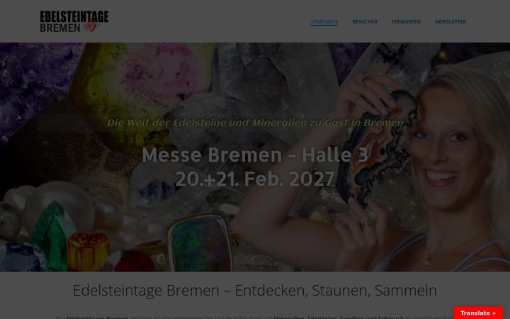 Snimka zaslona za edelsteintage-bremen.de