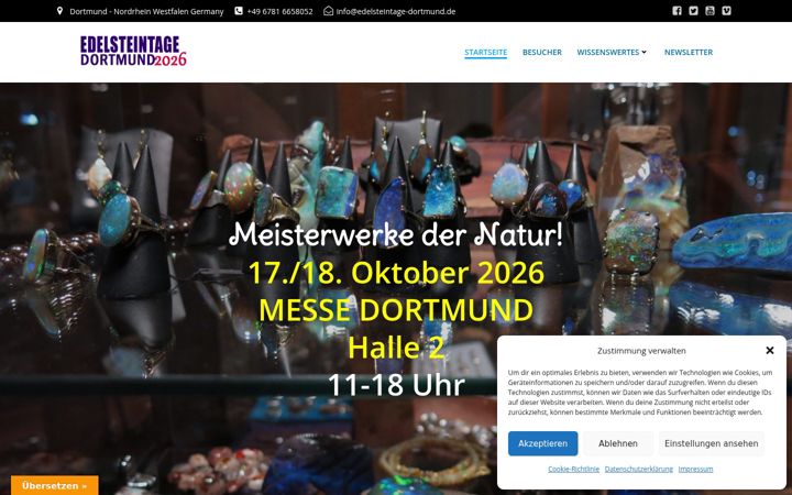 Snimka zaslona za edelsteintage-dortmund.de