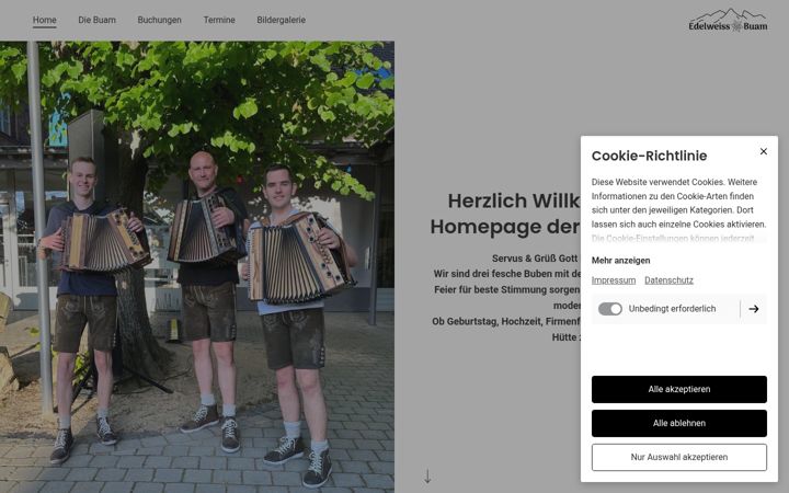 Screenshot of edelweiss-buam.de