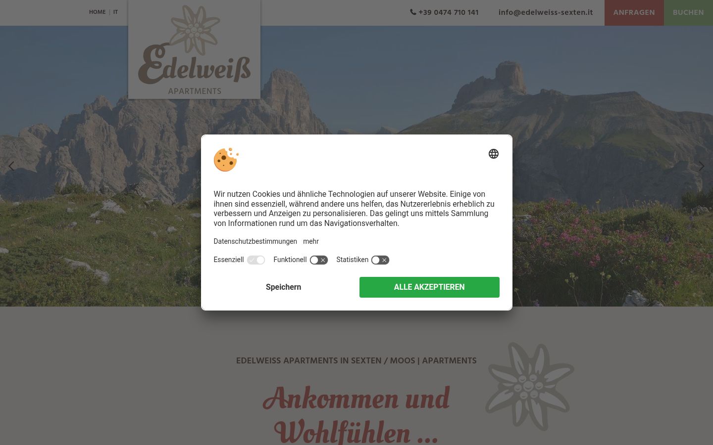 Screenshot del banner di consenso mostrato prima di qualsiasi interazione