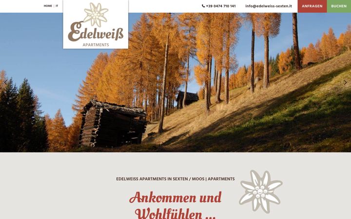 Screenshot of edelweiss-sexten.it