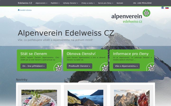 Posnetek zaslona edelweiss.cz