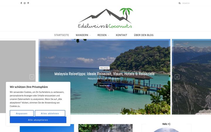 Screenshot of edelweissandcoconuts.com