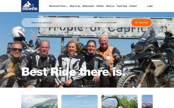 Screenshot of edelweissbike.com