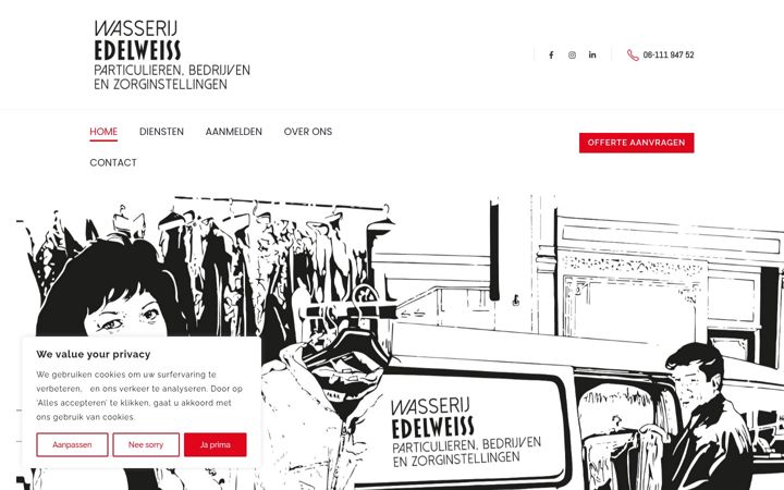 Screenshot of edelweisswasserij.nl