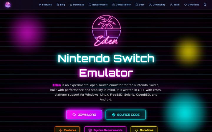 Screenshot του eden-emu.dev