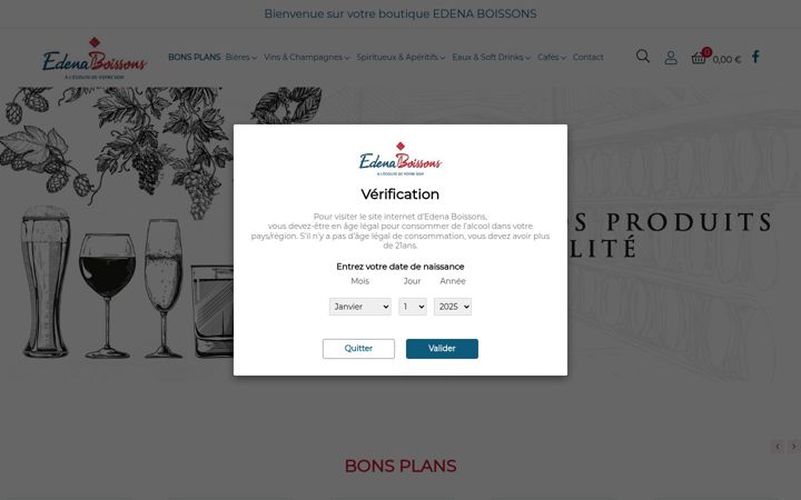 Screenshot of edena-boissons.re