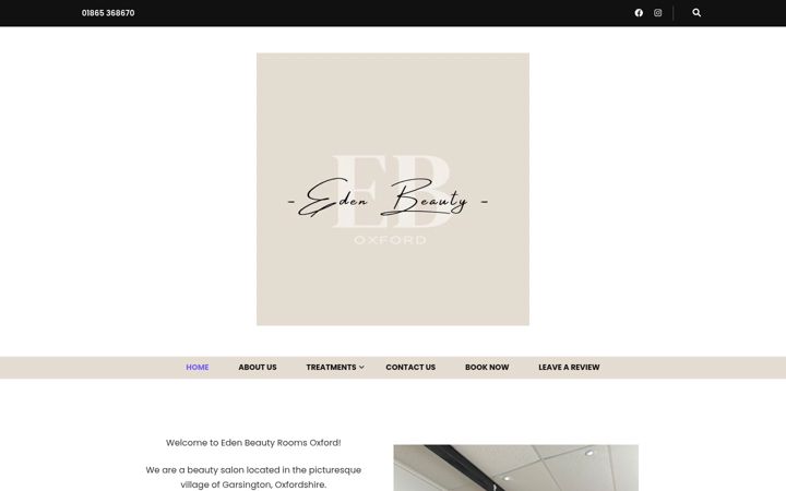 Screenshot of edenbeautyroomsoxford.co.uk