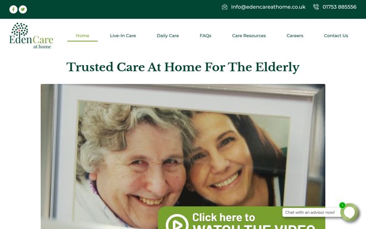 Screenshot von edencareathome.co.uk