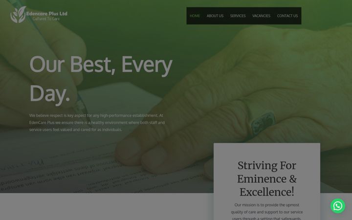 Screenshot of edencareplus.co.uk