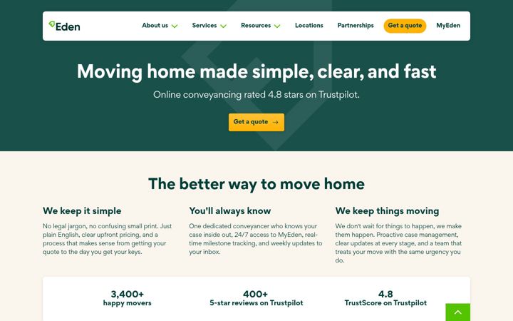 Screenshot of edenconveyancing.com