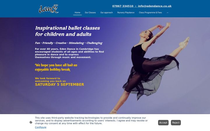 Screenshot of edendance.co.uk