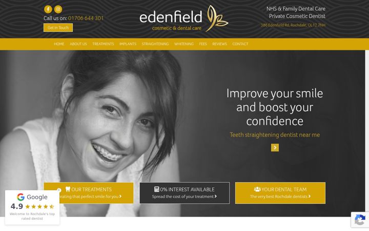 Screenshot of edenfielddental.com