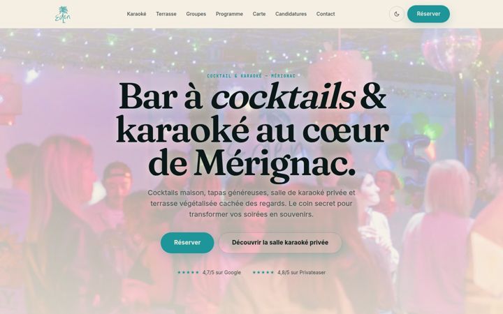 Snímek obrazovky edengardenbar.fr