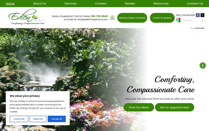 Screenshot of edenhospicecs.com