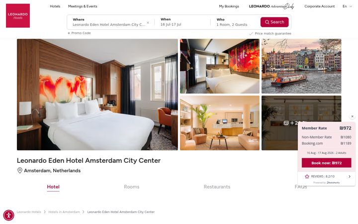 Posnetek zaslona edenhotelamsterdam.com