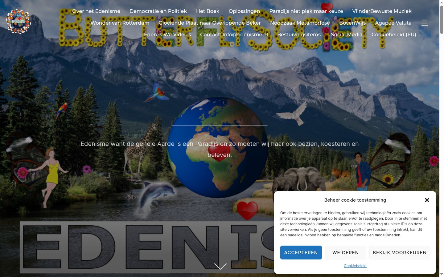 Captura de ecrã do banner de consentimento apresentado antes de qualquer interação