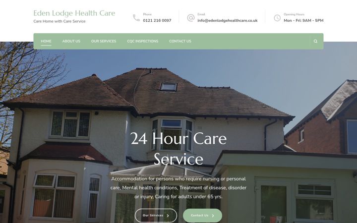 Screenshot of edenlodgehealthcare.co.uk
