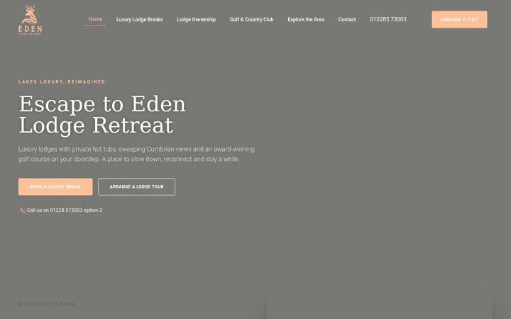 Screenshot of edenlodgeretreat.co.uk