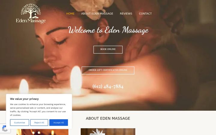 Screenshot of edenmassagemn.com