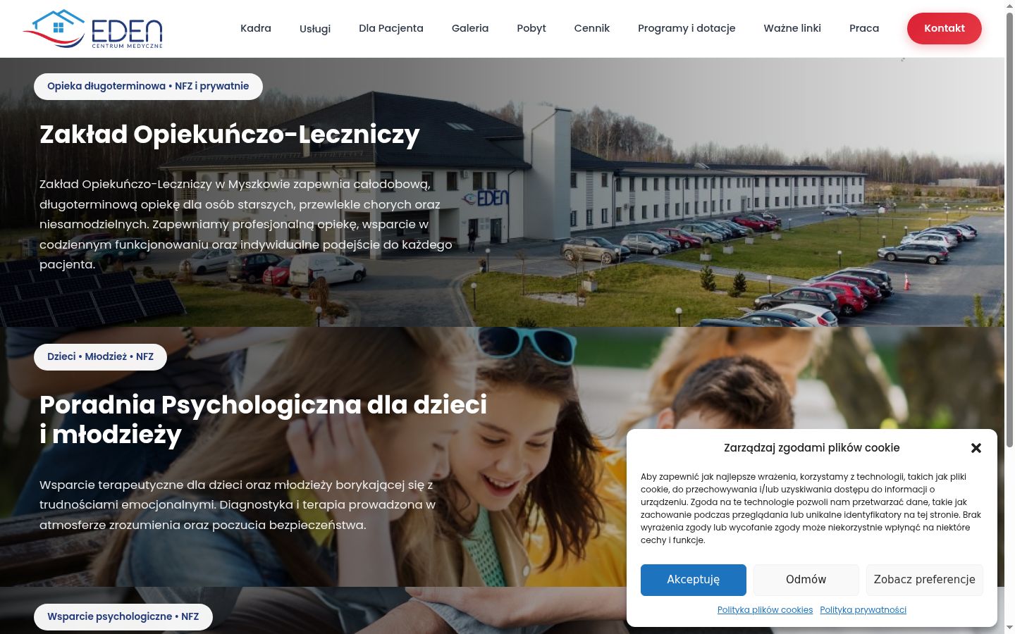 Zrzut ekranu banera zgody wyświetlanego przed jakąkolwiek interakcją