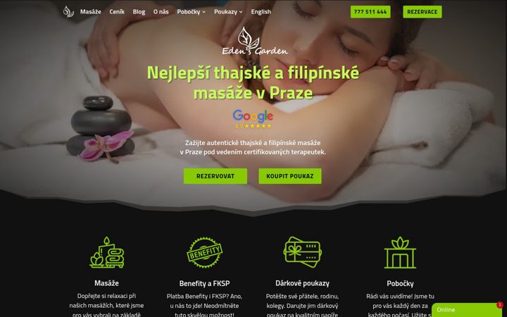 Posnetek zaslona edensgarden.cz