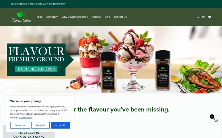 Screenshot ta' edenspice.uk