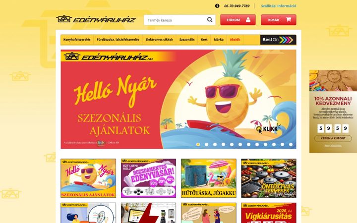 Skjermbilde av edenyaruhaz.hu