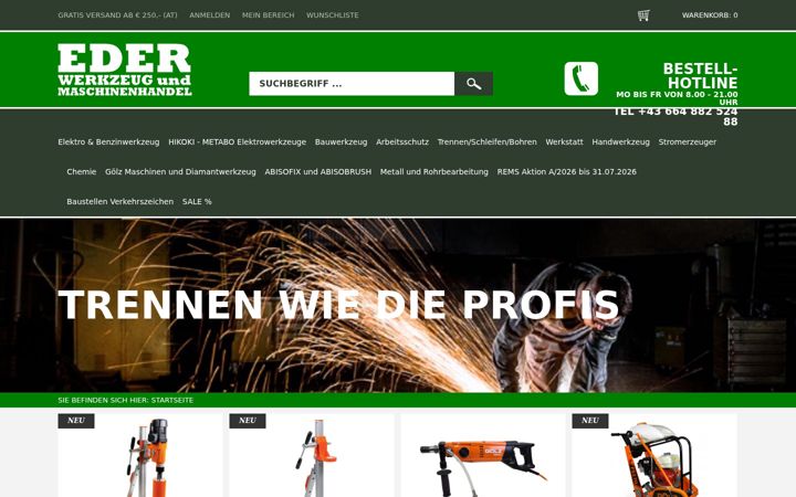 Screenshot of eder-werkzeugshop.at