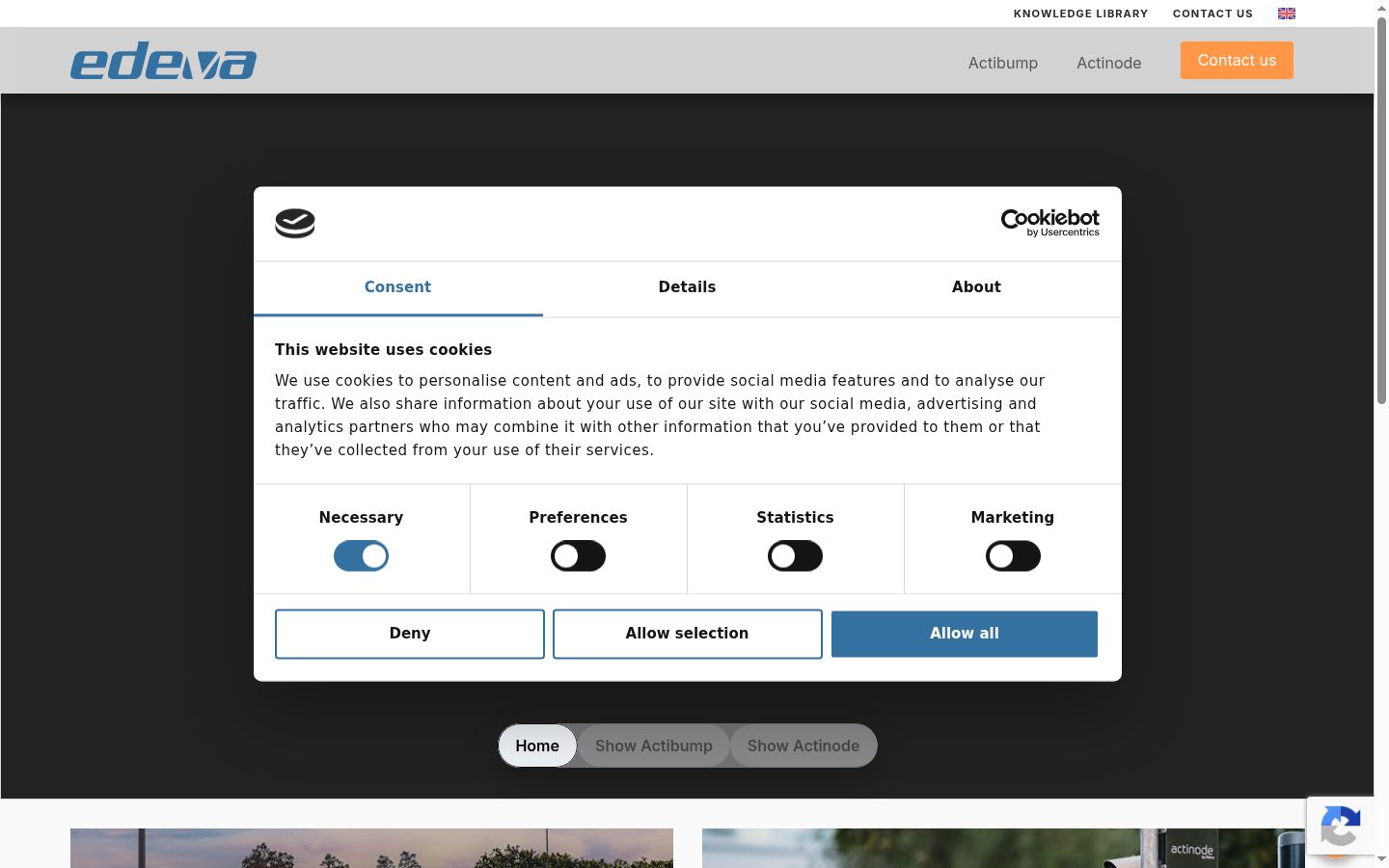 Screenshot del banner di consenso mostrato prima di qualsiasi interazione