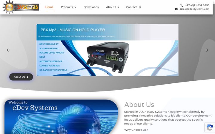Screenshot of edevsystems.co.za