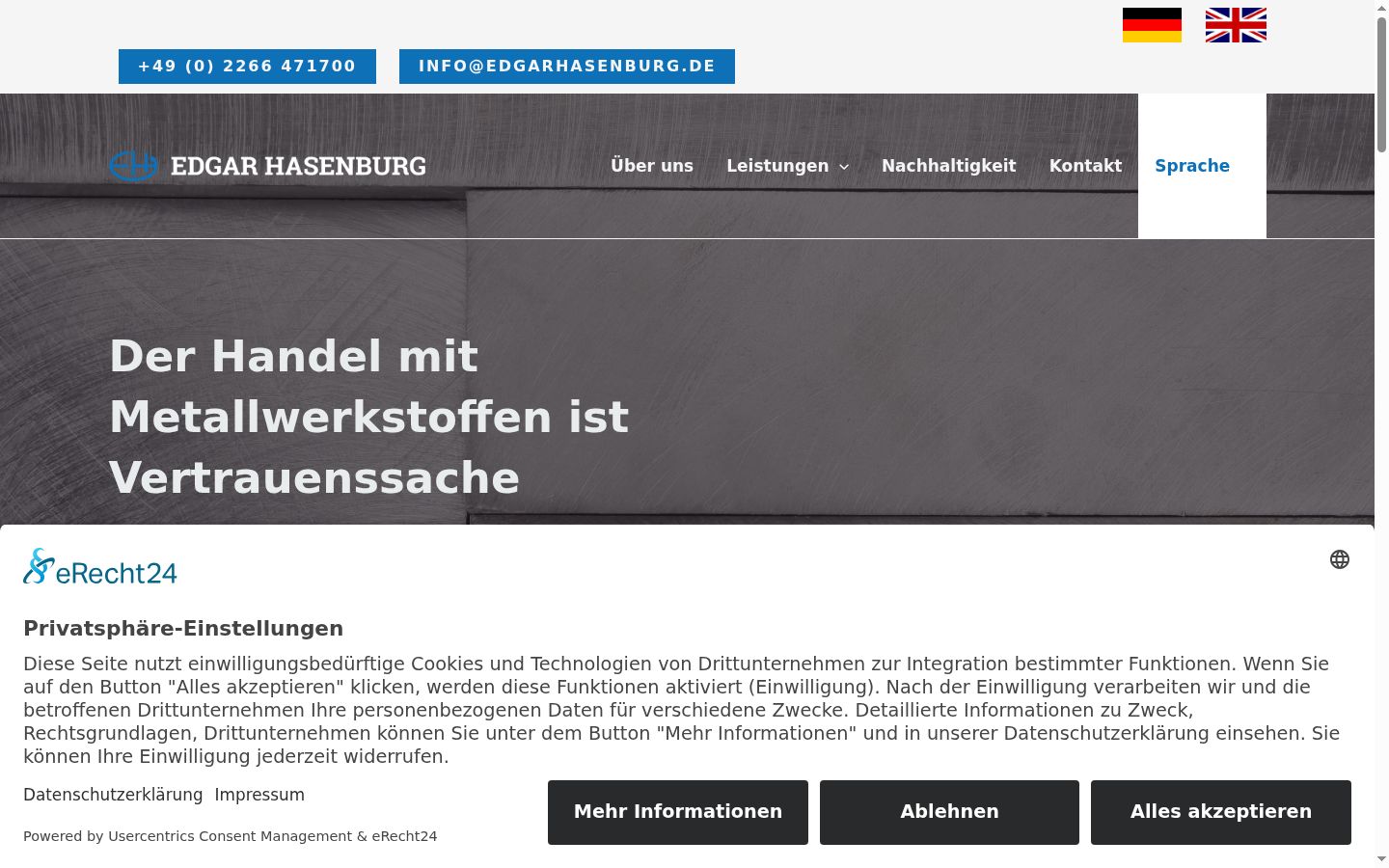 Screenshot del banner di consenso mostrato prima di qualsiasi interazione
