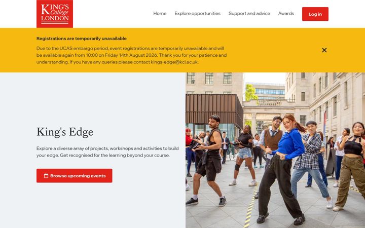Screenshot of edge.kcl.ac.uk
