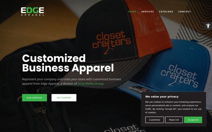 Screenshot of edgecustomapparel.com