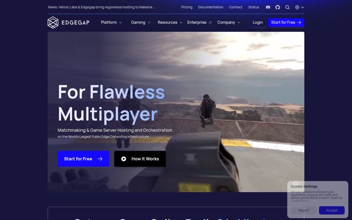 Skærmbillede af edgegap.net