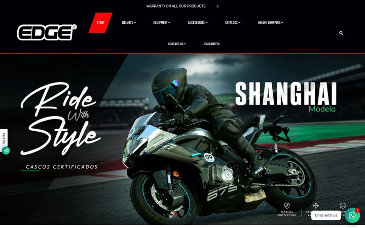 Screenshot of edgehelmets.com