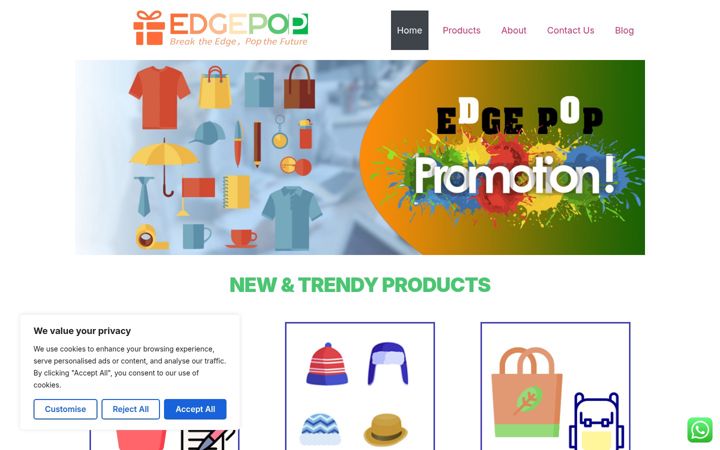 Screenshot of edgepoppromo.com