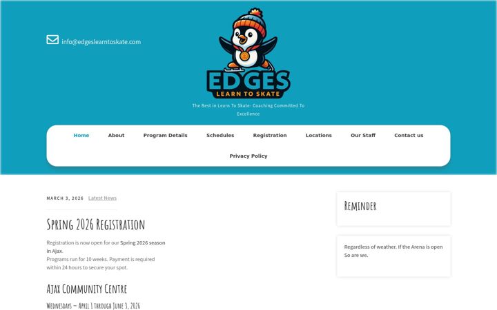 Screenshot of edgeslearntoskate.com