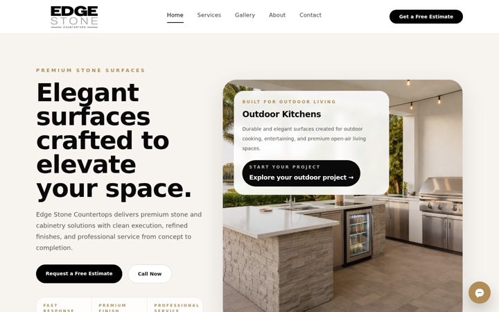 Screenshot of edgestonecountertops.com