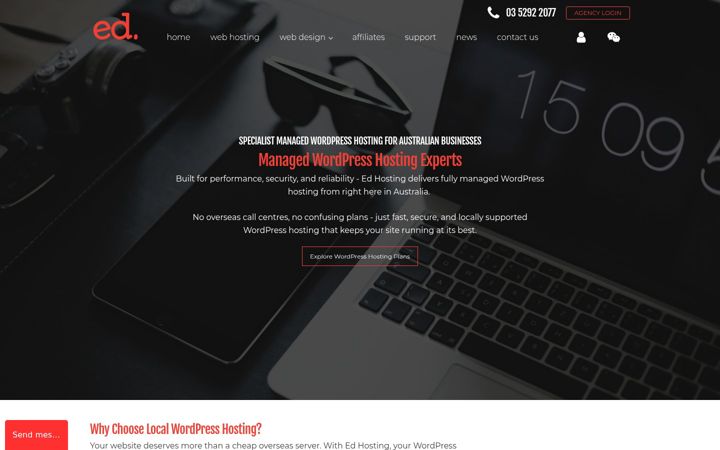 Screenshot stránky edhosting.com.au