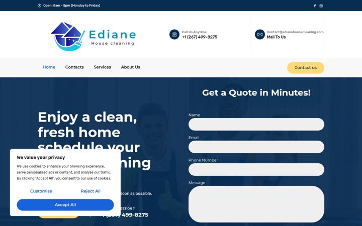 Screenshot of edianehousecleaning.com