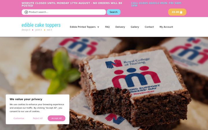 Screenshot of ediblecaketoppers.co.uk