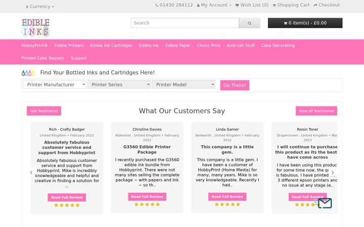 Screenshot of edibleinks.co.uk