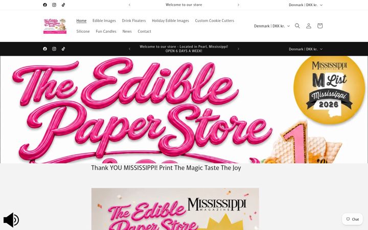 Screenshot of ediblepaperstore.com