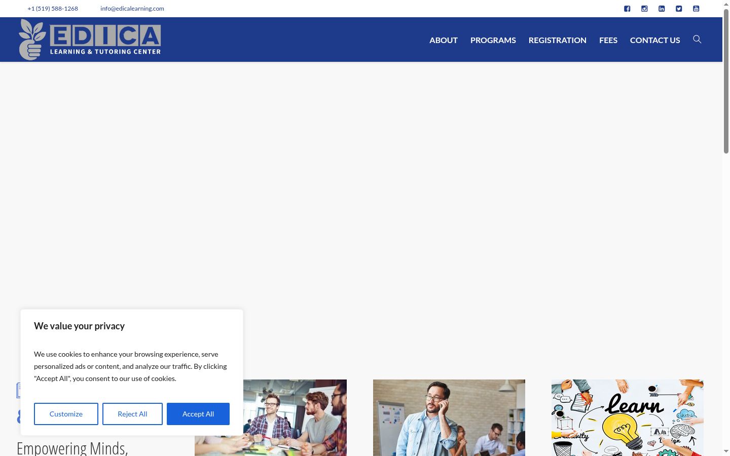 Sutikimo reklamjuostės, rodytos prieš bet kokią sąveiką, ekrano kopija