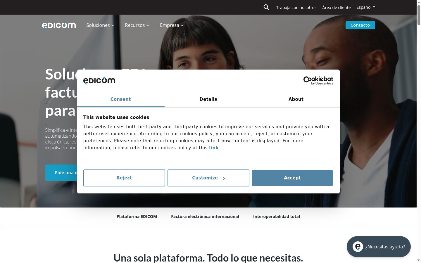 Screenshot del banner di consenso mostrato prima di qualsiasi interazione
