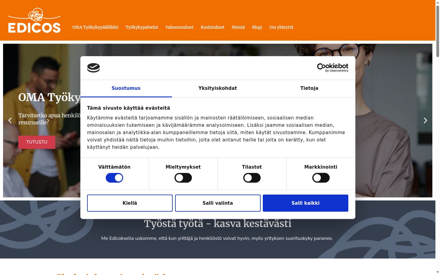 Ekraanipilt nõusolekubännerist, mida näidati enne mis tahes suhtlust