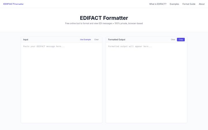 Screenshot of edifactformatter.com
