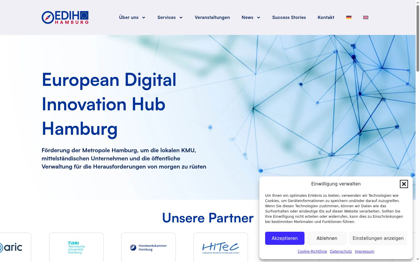 Screenshot van de toestemmingsbanner zoals getoond vóór enige interactie
